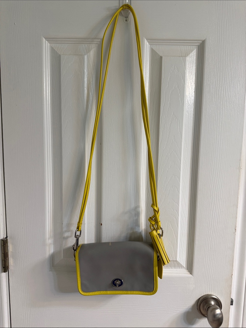 Coach Gray and Yellow Crossbody Shoulder Bag - Womens